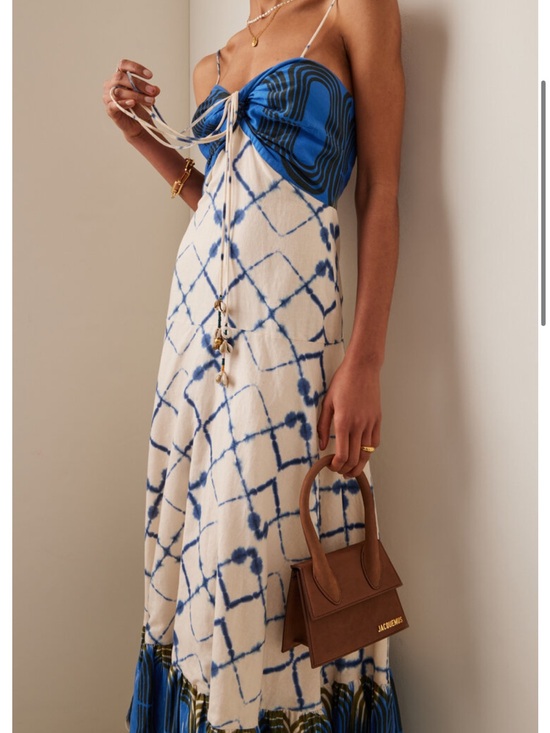Alexis Dresses & Skirts - Alexis Nuri midi Cotten Linen Midi Dress Blue and Cream tye dye Moda Operandi